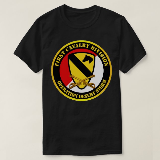 1st Cavalry Div Red White Operations Desert Storm T-Shirt (Design Front)