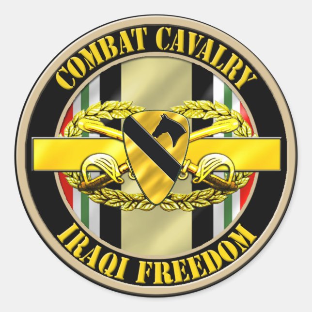 1st Cavalry Division Cavalry Scout OIF Classic Round Sticker (Front)