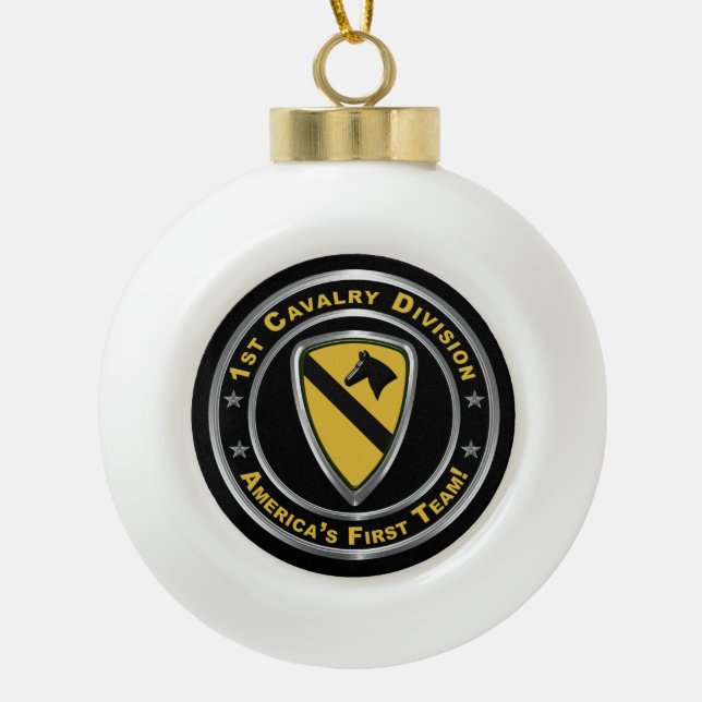 1st Cavalry Division Christmas  Ceramic Ball Christmas Ornament (Front)