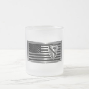 1st Cavalry Division Customised Flag Frosted Glass Coffee Mug