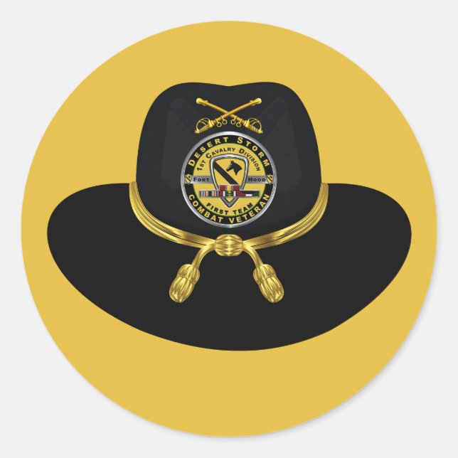 1st Cavalry Division Desert Storm Veteran Classic Round Sticker (Front)
