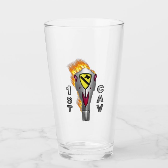 1st Cavalry Division Flaming Skull Glass (Front)
