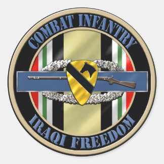 1st Cavalry Division Infantry OIF Classic Round Sticker
