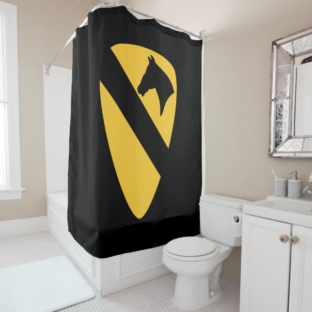1st Cavalry Division Patch Patriotic Shower Curtain (In Situ)