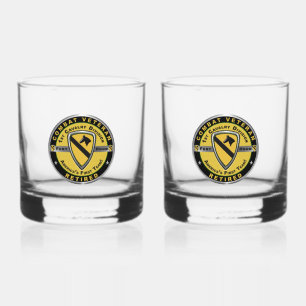 1st Cavalry Division Retired Whiskey Glass