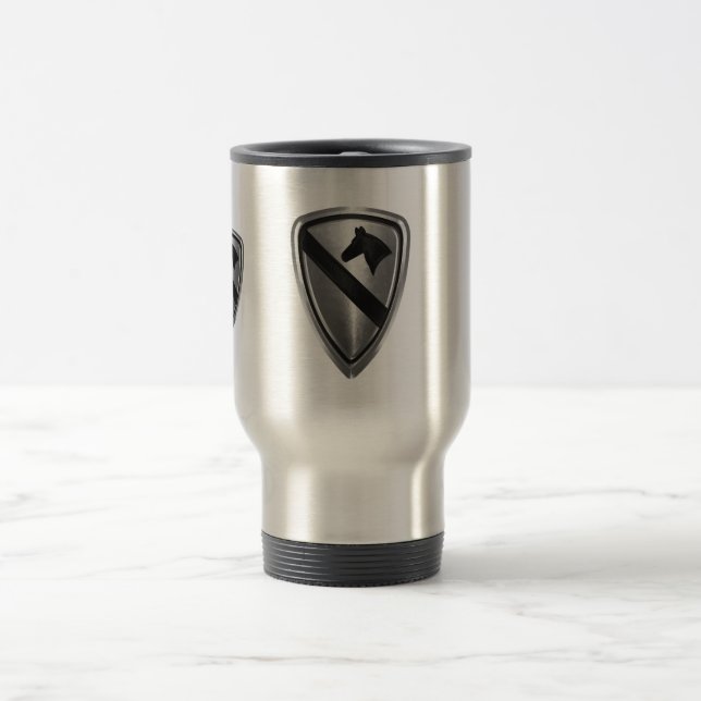 1st Cavalry Division Steel Patch Design Travel Mug (Center)