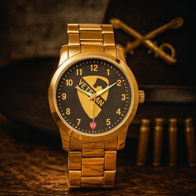 1st Cavalry Division Veteran Black Watch (1st Cavalry Division "First Team" Veteran Stainless Steel Wristwatch )