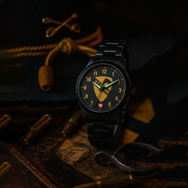 1st Cavalry Division Veteran Black Watch (1st Cavalry Division Black Stainless Steel Wristwatch)