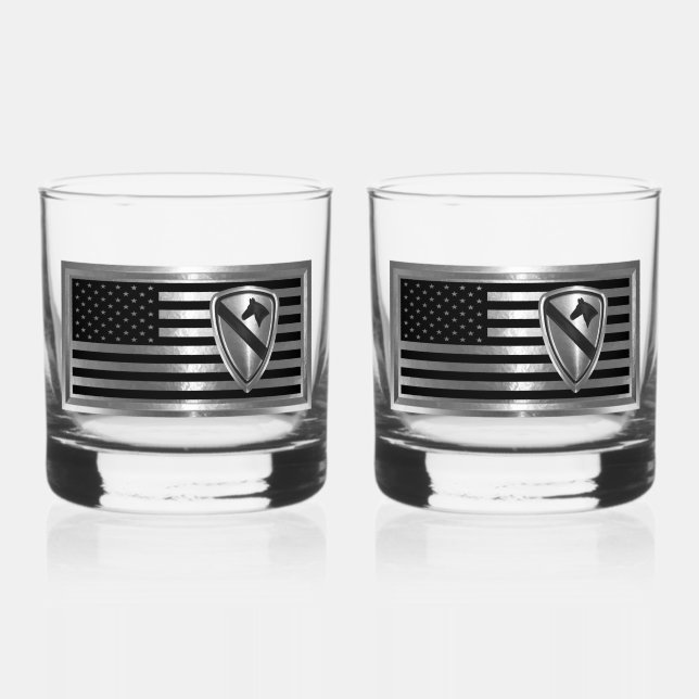 1st Cavalry Division Whiskey Glass (Front)