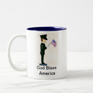 1st Cavalry Soldier-God Bless America Two-Tone Coffee Mug