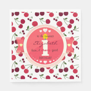 1st cherry good birthday Napkin