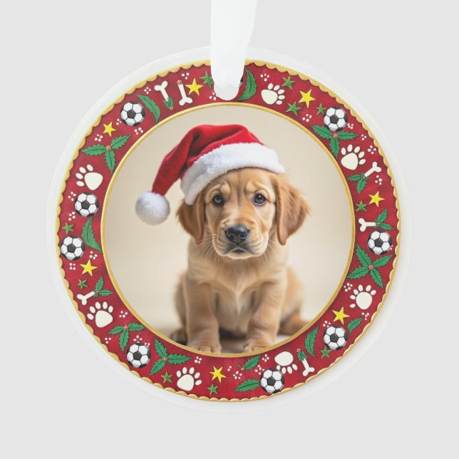 1st Christmas 2-sided Paws & Holly Ornament (Front)
