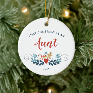 1st Christmas As Aunt Personalised Holiday Laurel Ceramic Tree Decoration