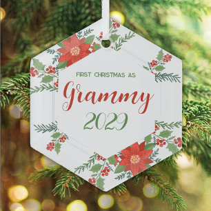 1st Christmas as Grammy Glass Tree Decoration