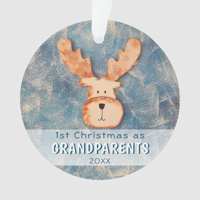 1st Christmas as Grandparents Cute Deer Holiday Ornament (Front)