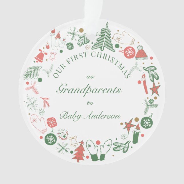 1st Christmas as Grandparents Ornament (Front)
