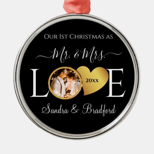 1st Christmas as Mr Mrs Newlyweds  Holiday  Metal Tree Decoration (Front)