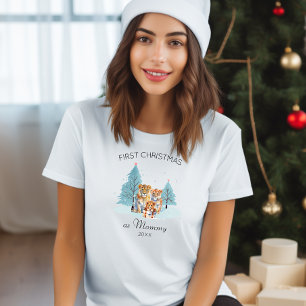 1st Christmas as Mummy Watercolor Lion Family  T-Shirt