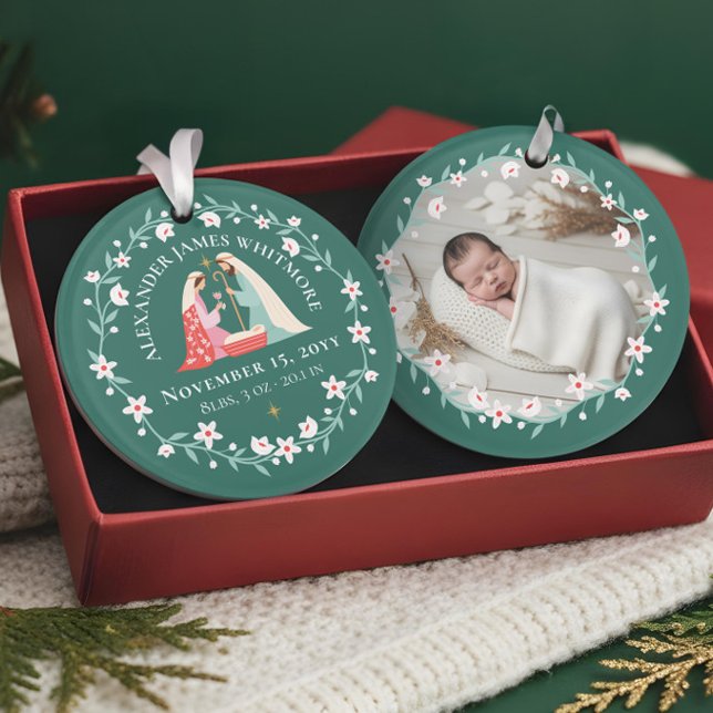 1st Christmas Baby Birth Religious Nativity Photo Ornament (1st Christmas Baby Birth Religious Nativity Photo Ornament)