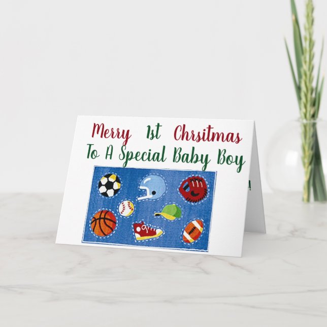 ***1st CHRISTMAS **BABY BOY*** WITH TOYS GALORE Holiday Card (Front)