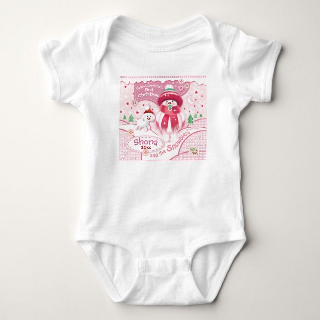 1st Christmas, Baby Granddaughter. Cute Snowbie Bodysuit (Front)