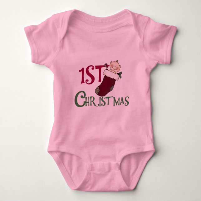 1st Christmas-Baby in Stocking Baby Bodysuit (Front)