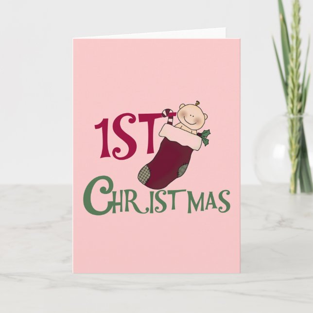 1st Christmas-Baby in Stocking Holiday Card (Front)