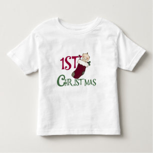 1st Christmas-Baby in Stocking Toddler T-Shirt