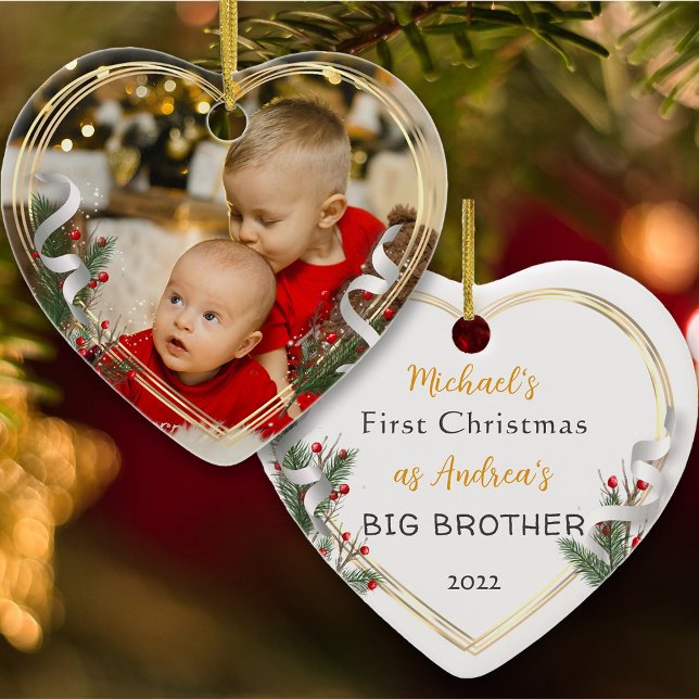 1st Christmas Big Brother Love Gold Frame Photo   Ceramic Tree Decoration (Creator Uploaded)