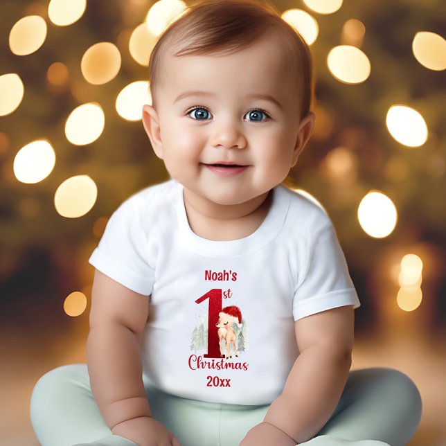 1st Christmas Cute Deer Forest Baby T-Shirt (1st Christmas Cute Deer Forest Baby T-Shirt)