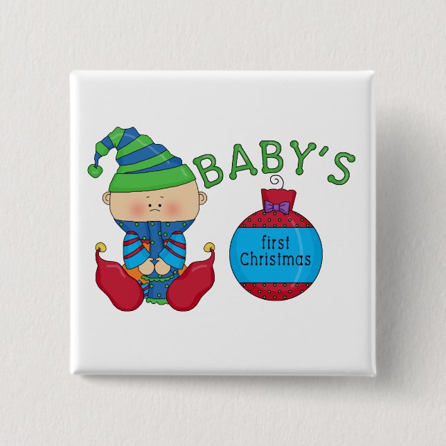 1st Christmas Elf Tshirts and Gifts 15 Cm Square Badge (Front)