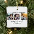 1st Christmas Engaged Minimal Unique 4 Photo Heart