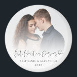 1st Christmas Engaged Photo Overlay Names Year Magnet<br><div class="desc">1st Christmas Engaged Photo Overlay Names Year. Perfect to commemorate your First holiday season following your engagement and great keepsake for years to come. Simply replace the sample image with your own favourite which is also on the back and will change simultaneously. First Christmas Engaged is in a stylish set...</div>