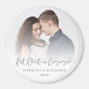 1st Christmas Engaged Photo Overlay Names Year Magnet