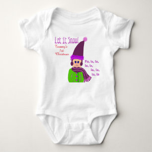 1st Christmas Girl Purple Hat Let it Snow Baby Bodysuit