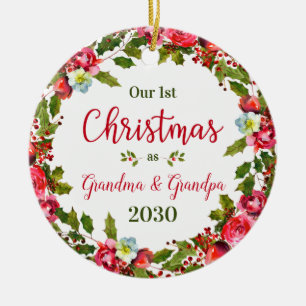 1st Christmas Grandma Grandpa Photo Ceramic Tree Decoration