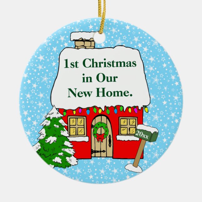 1st Christmas in New Home Ceramic Tree Decoration (Front)