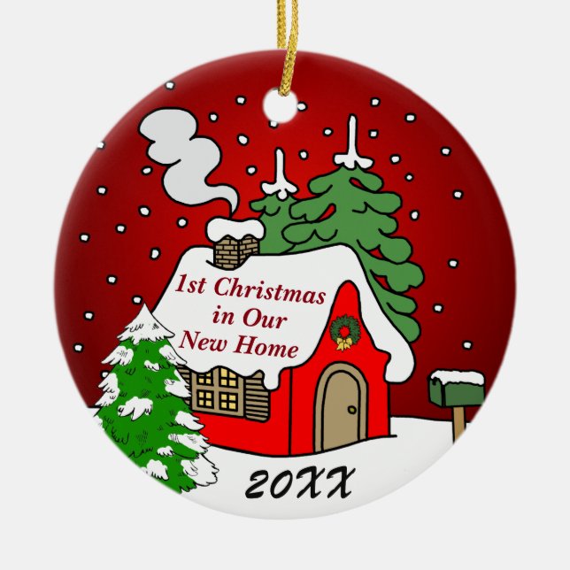 1st Christmas in New Home Ceramic Tree Decoration (Front)