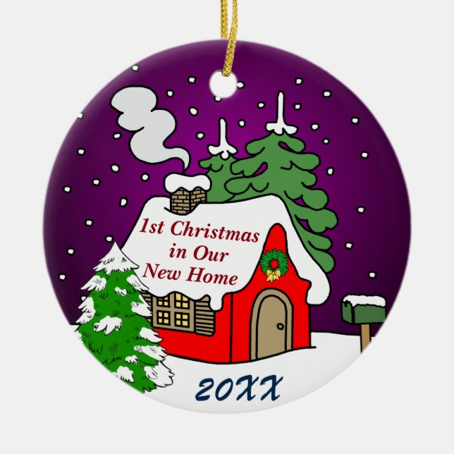 1st Christmas in New Home Ceramic Tree Decoration (Front)