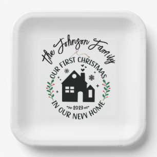 1st Christmas In New Home Personalised Christmas Paper Plate