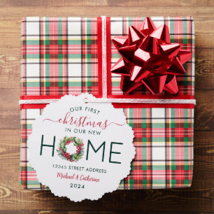 1st Christmas in our New Home Greenery Wreath  Tree Decoration Card