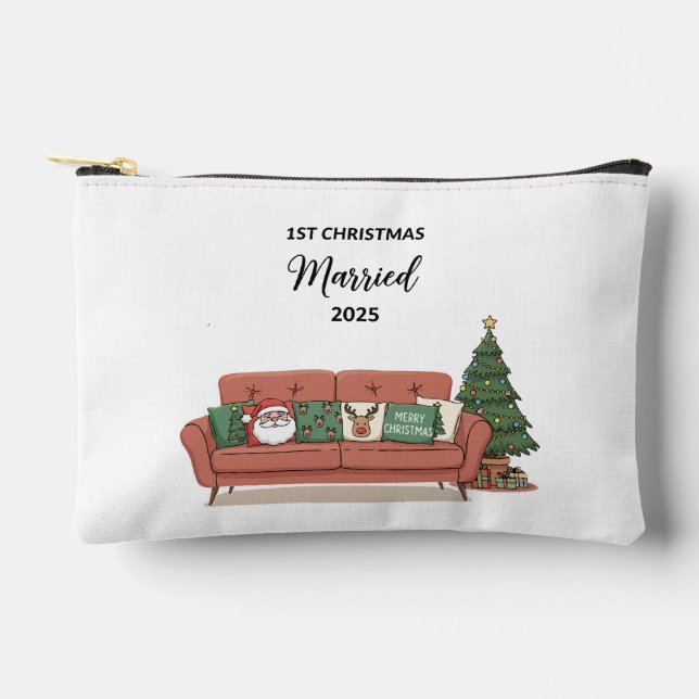1st Christmas Married 2025 | Cute Cosy Couch Newly Accessory Pouch (Front)