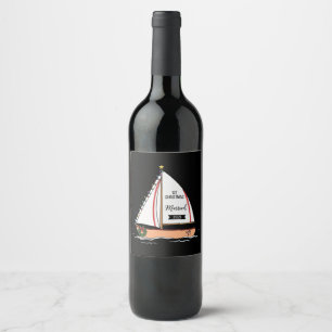1st Christmas Married 2025 Cute Nautical Wine Label