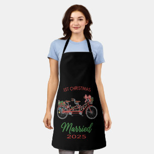 1st Christmas Married 2025 Newlywed Couple Apron
