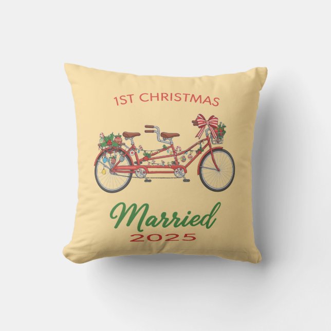 1st Christmas Married 2025 | Newlywed Couple  Cushion (Front)