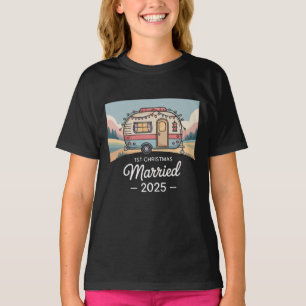 1st Christmas Married 2025   Vintage Camper RV  T-Shirt