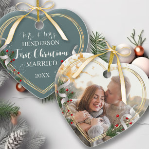 1st Christmas Married Newlyweds 2-sided  Ornament