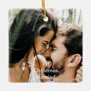 1st Christmas Married Photo Christmas Ceramic Ornament