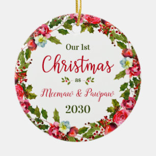 1st Christmas Meemaw Pawpaw Photo Ceramic Tree Decoration