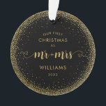 1st Christmas Mr and Mrs Gold Glitter Wreath Photo Ornament<br><div class="desc">Commemorate your first Christmas engaged with this dazzling Mr. and Mrs. gold glitter wreath photo frame. The shimmering wreath design adds a touch of glamour to your holiday memories as you look forward to your future together.</div>